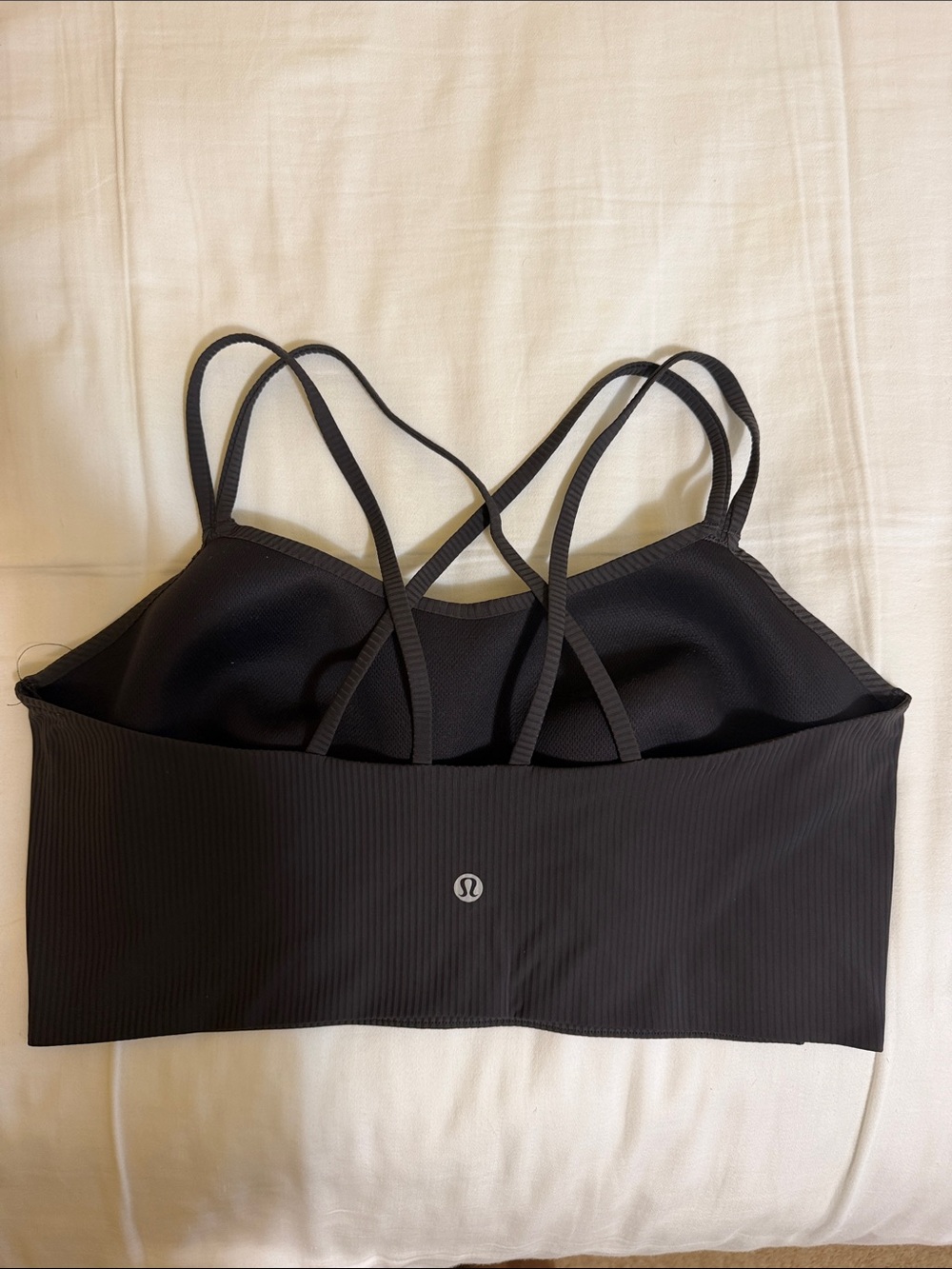 lululemon athletica Black Strappy Ribbed Longline Sports Bra